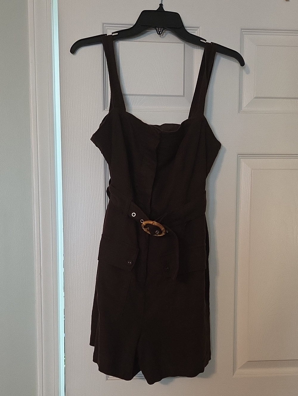 Dark Brown Sleeveless Belted Women’s Romper
